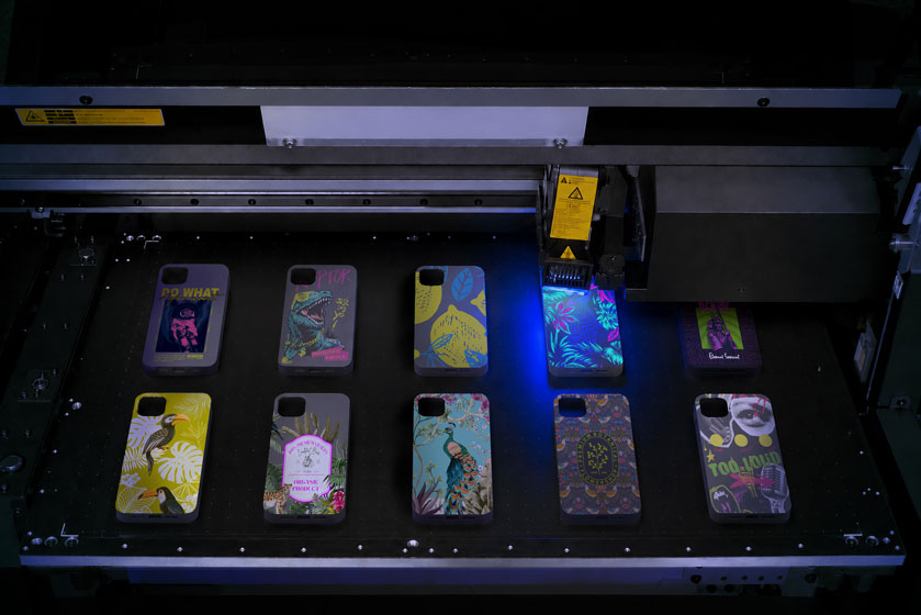 Personalised phone cases printed using Mimaki UJF200 Series