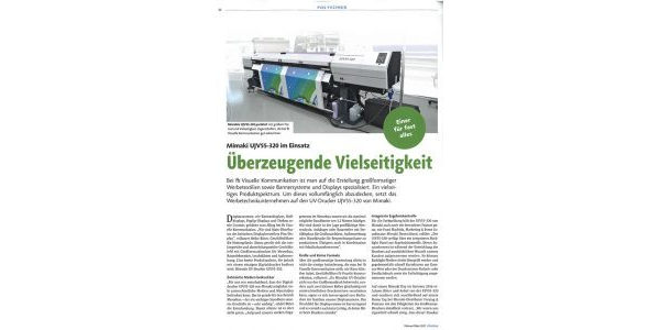 Display: Mimakis UJV55-320 im Einsatz. Überzeugende Vielseitigkeit