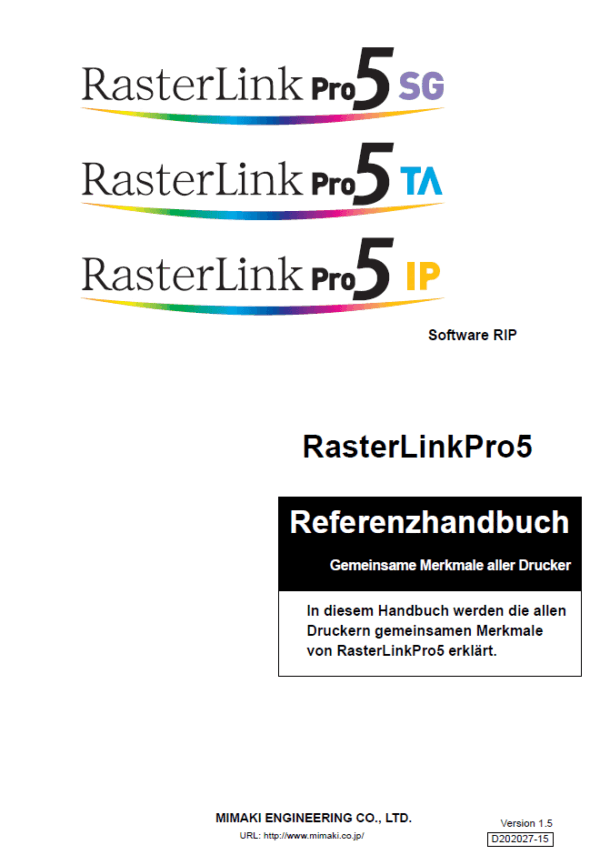 RasterLink Pro 5 SG/TA/IP Handbuch